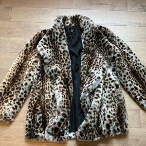 Faux fur snow leopard coat